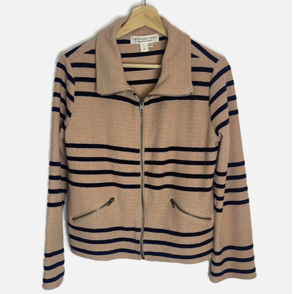 Saltwater Luxe striped zip front blazer S